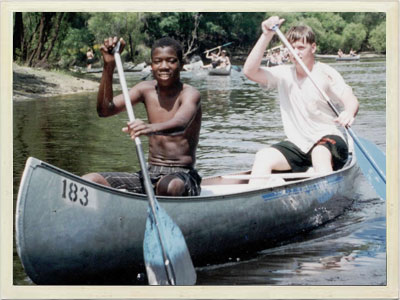 Two Boys in Canoe